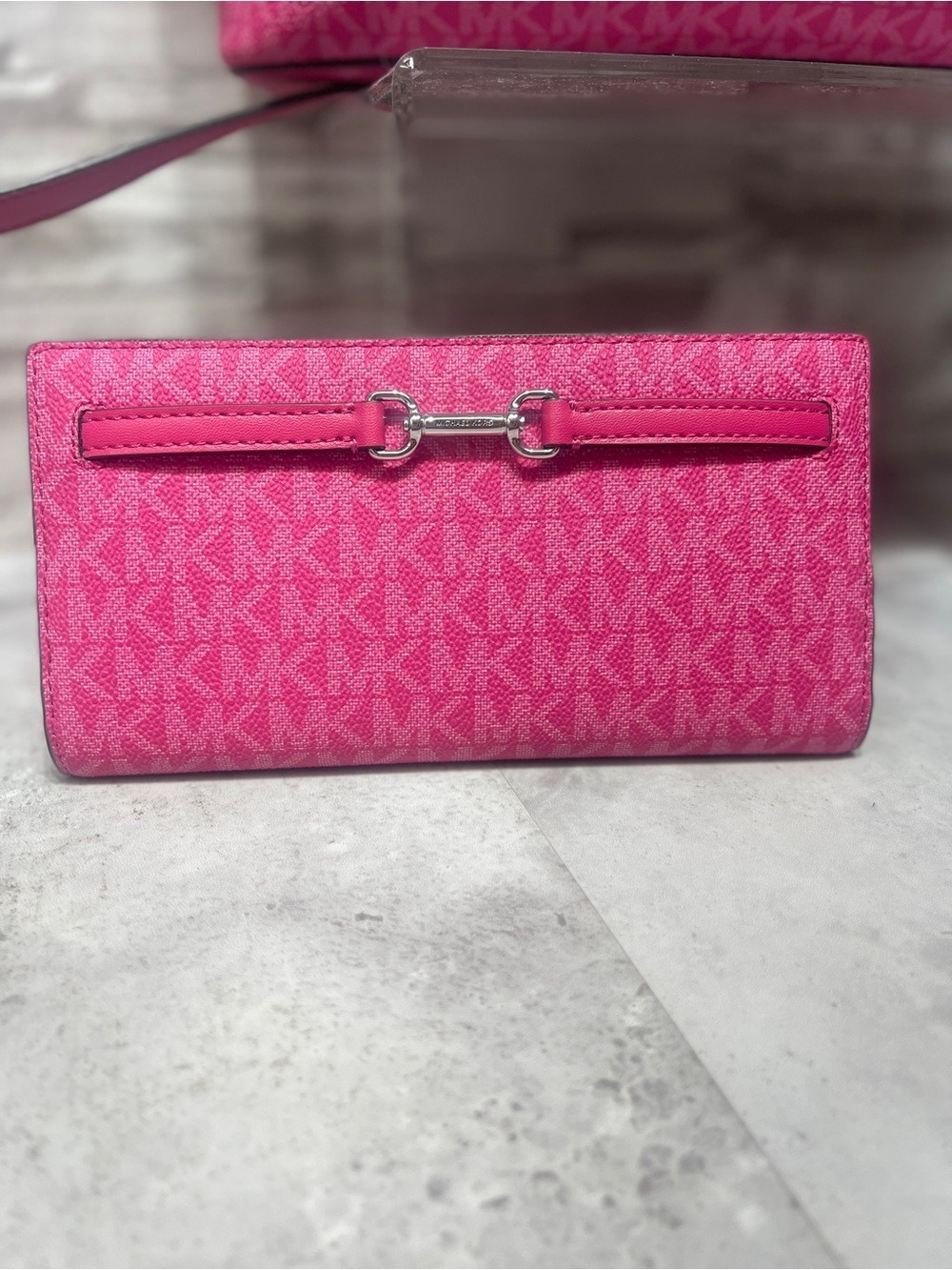 Michael Kors Carson Medium Center Zip Satchel & Matching Wallet Set Dragonfruit - Picture 7 of 10